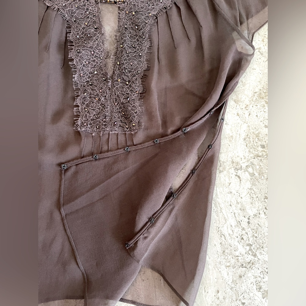 Buffy The Vampire Slayer BCBG Brown Sheer Top - Picture 3 of 6